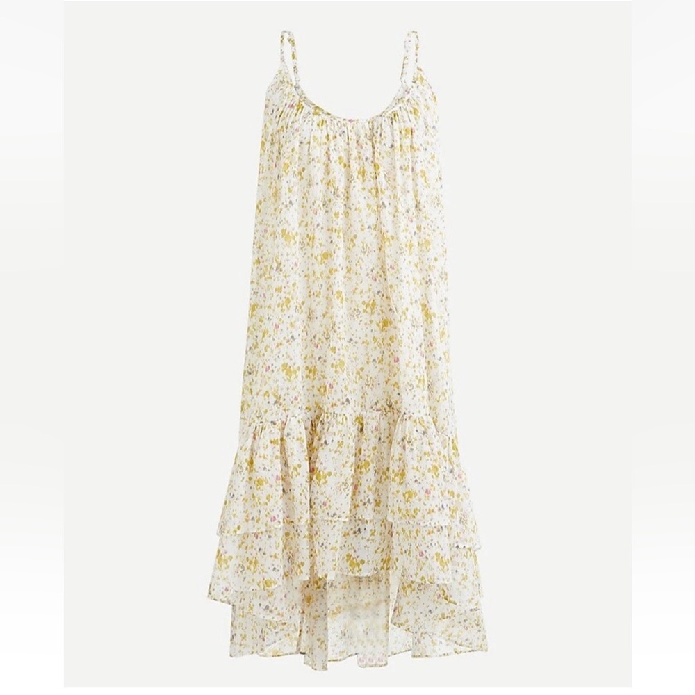 J.Crew Tiered cotton voile beach dress in soft posies M Pre Owned
